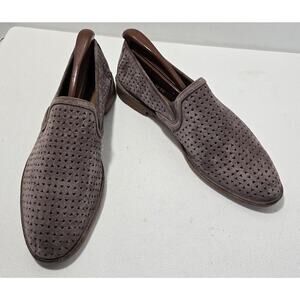 Women's Trask Ali Perforated TAUPE Suede Loafers Size 8.5 36-1554 NWOB